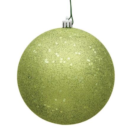 VICKERMAN 10 in. Lime Sequin Drilled Cap Christmas Ornament Ball N592573DQ